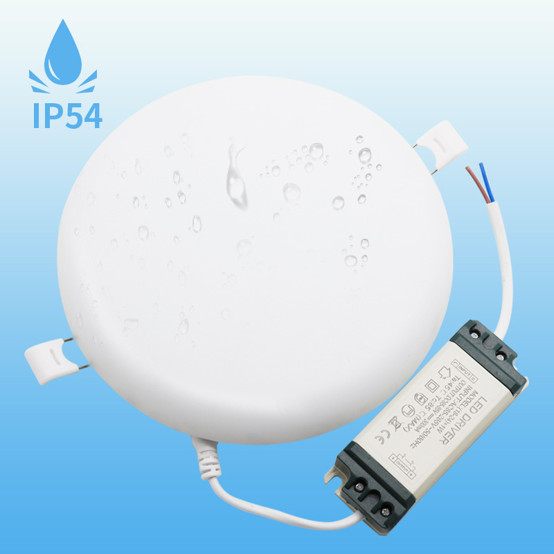 frameless led 18w ip54 emergency dimmable round ceiling panel light PC aluminum embedded lamp OEM ODM