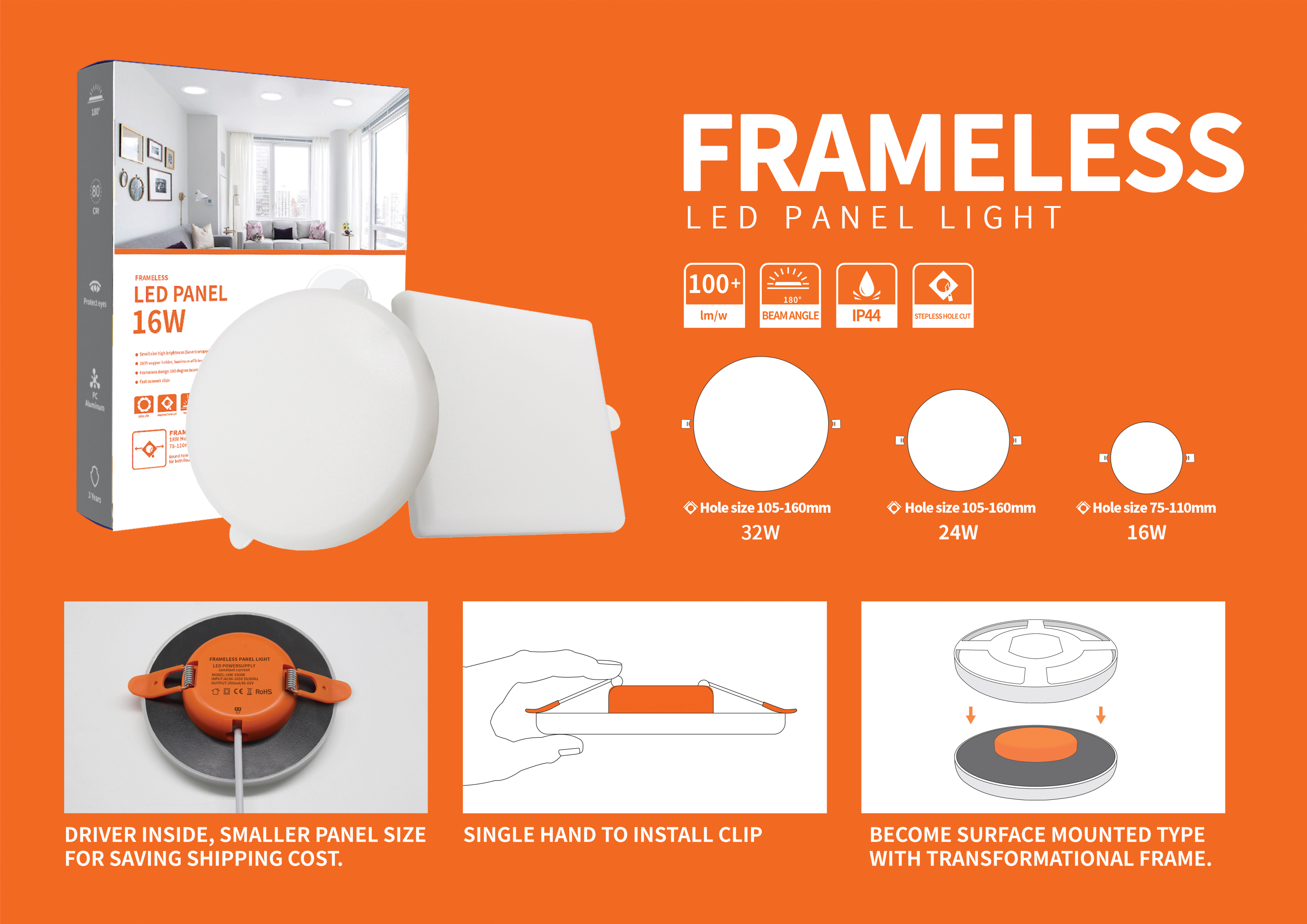 comi frameless led panel light factory