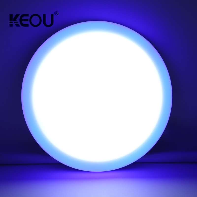 double color panel light KEOU Red blue green 6+3W 9W frameless round lamp factory