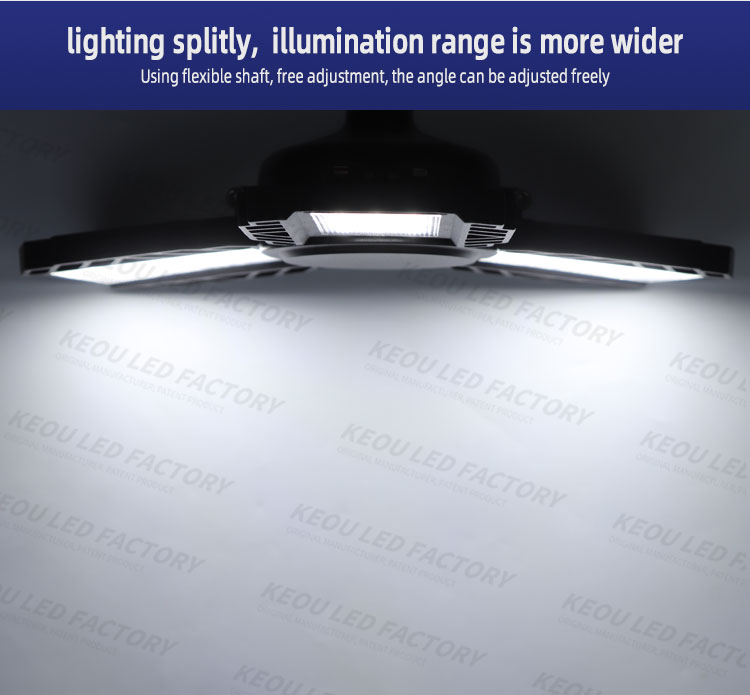 50W Garage Light Indoor Lighting 90 Degree Folding Light Leaf 4500lm LED Garage Light High Bay Light