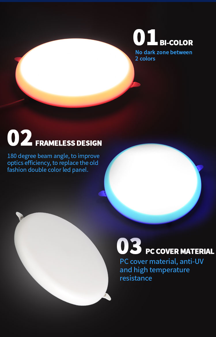 led recessed light double colour LED panel light