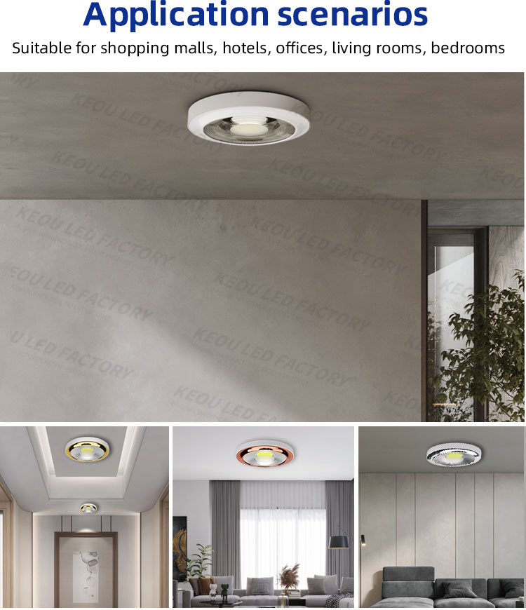 cob ceiling light usage scenarios, kitchen, living room, room.