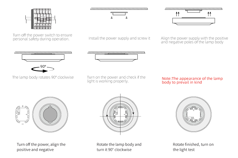 KEOU COB ceiling light installation method