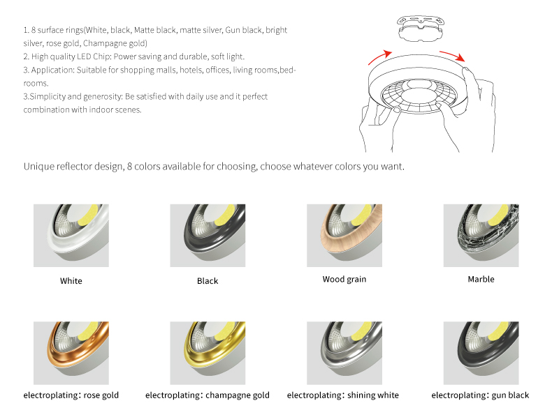 Available colors COB ceiling light