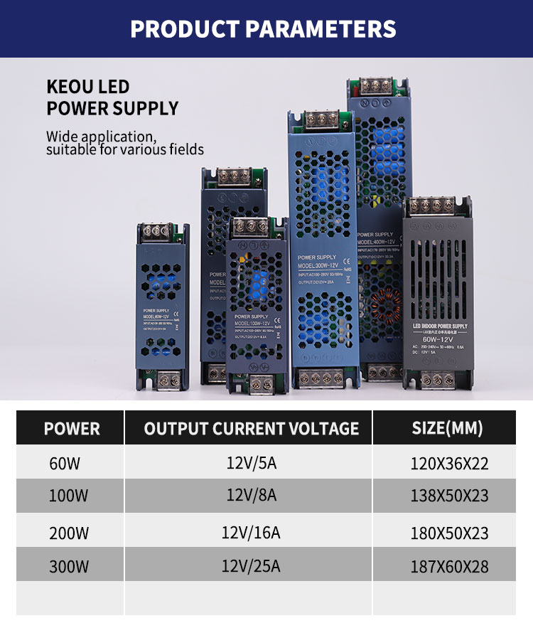 60W 100W 200W 300W led light power supply 